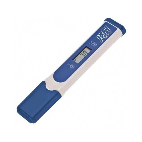 an image of a blue and white compact and durable pH meter designed for various applications, including laboratories, food processing, and aquariums.