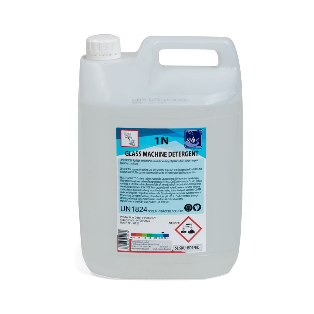 Glass machine detergent